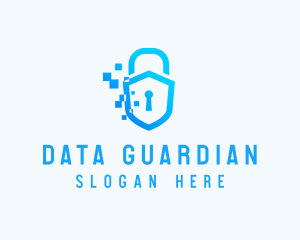 Pixelated Security Shield logo design