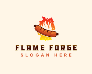 Germany Bratwurst Sausage Fire logo design