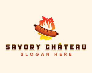 Germany Bratwurst Sausage Fire logo design