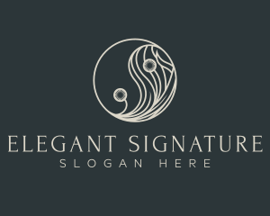 Elegant Dandelion Yin Yang logo design