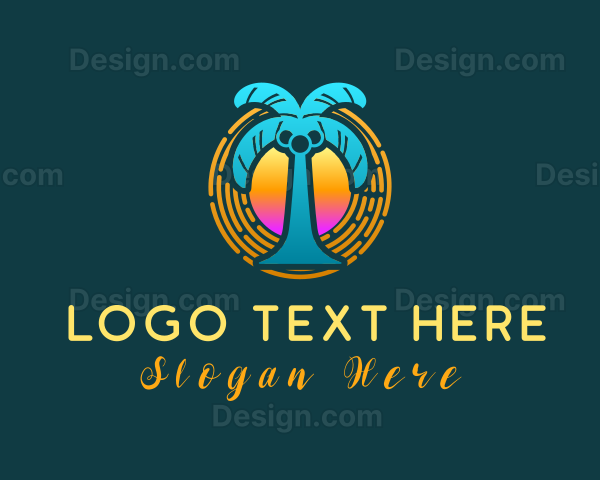 Coconut Tree Sunset Logo