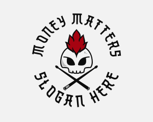 Drummer Punk Skull Logo