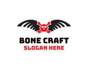 Winged Red Skull logo design