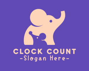 Cute Elephant & Mouse logo design