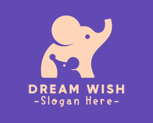 Cute Elephant & Mouse logo design