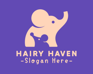 Cute Elephant & Mouse logo design