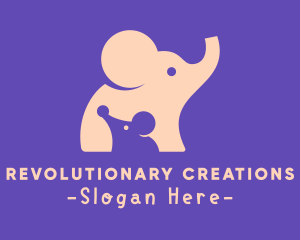 Cute Elephant & Mouse logo design