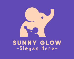 Cute Elephant & Mouse logo design