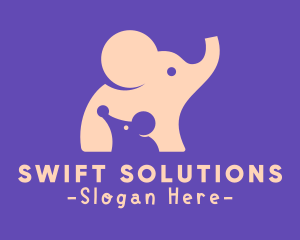 Cute Elephant & Mouse logo design