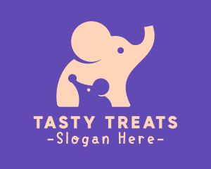 Cute Elephant & Mouse logo design