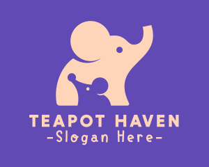 Cute Elephant & Mouse logo design