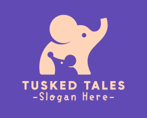 Cute Elephant & Mouse logo