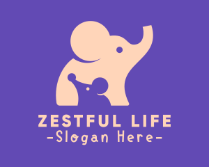 Cute Elephant & Mouse logo design