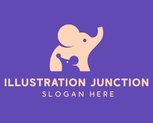 Cute Elephant & Mouse logo