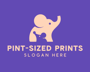 Cute Elephant & Mouse logo