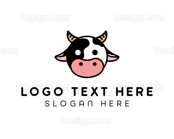 Cute Cow Head Logo