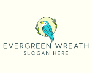 Happy Bird Wreath logo design