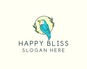 Happy Bird Wreath logo design