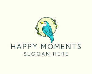 Happy Bird Wreath logo design