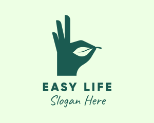 Green Leaf Hand Logo