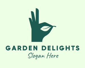 Green Leaf Hand logo design