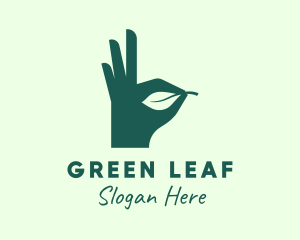 Green Leaf Hand logo design