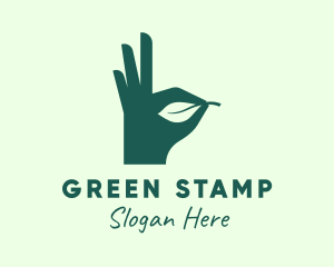 Green Leaf Hand logo design