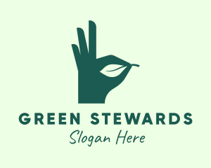 Green Leaf Hand logo design