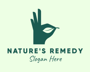 Green Leaf Hand logo design