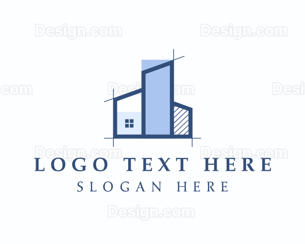 Blue Building Architecture Logo