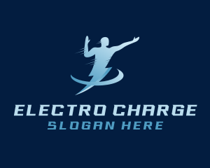 Human Lightning Athlete logo design