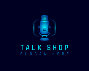 Digital Podcast Microphone logo design