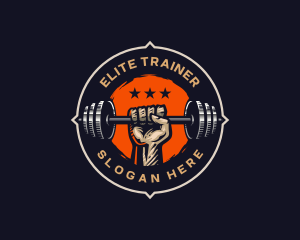 Fitness Barbell Gym Training logo design