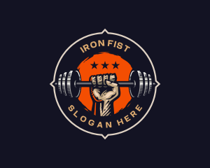 Fitness Barbell Gym Training logo design