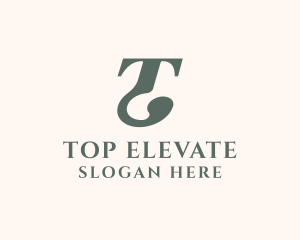 Traditional Serif Font Letter T logo design