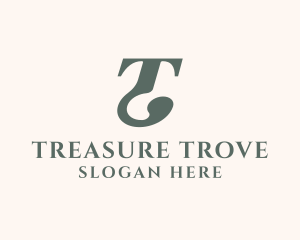 Traditional Serif Font Letter T logo design