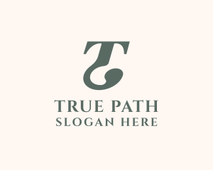 Traditional Serif Font Letter T logo design