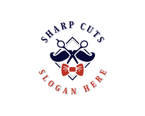 Scissors Mustache Barbershop logo design