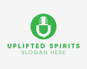 Green Podcast Letter U logo design