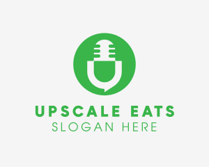 Green Podcast Letter U logo design