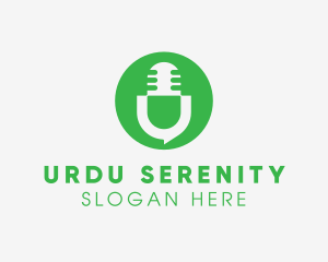 Green Podcast Letter U logo design