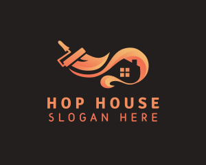 Gradient Orange House Painter logo design