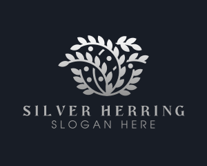 Metallic Silver Leaves logo design