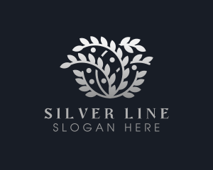 Metallic Silver Leaves logo