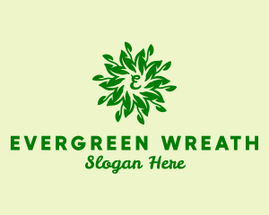 Leaf Wreath Natural Vegetarian logo design