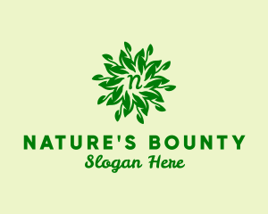 Leaf Wreath Natural Vegetarian logo design