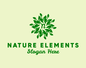 Leaf Wreath Natural Vegetarian logo design