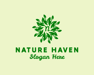 Leaf Wreath Natural Vegetarian logo design