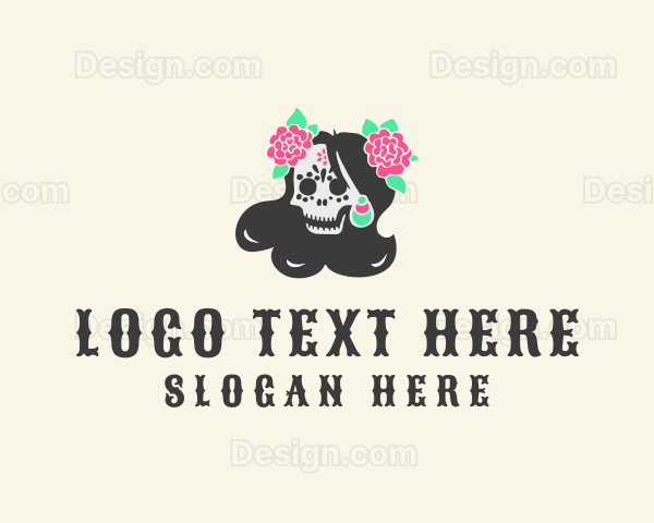 Flower Skull Woman Logo