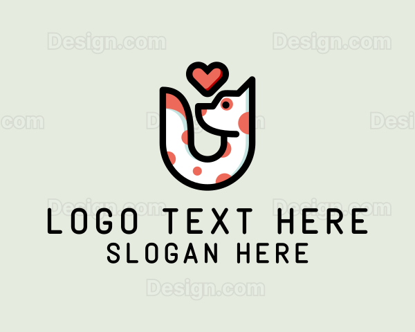 Letter U Lovely Dog Logo